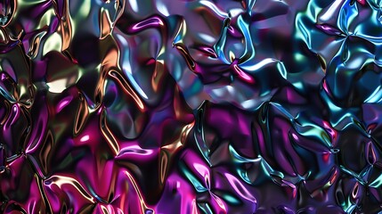 Fototapeta premium Modern 3D backdrop with moving holographic neon geometrical wavy pattern—a blend of technology and art. Perfect for backgrounds, banners, wallpapers, posters, and covers.