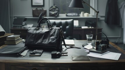 A serene scene of a person's desk, with a personal item or accessory, such as a jacket or bag, signifying their departure from the office on Leave The Office Early Day.