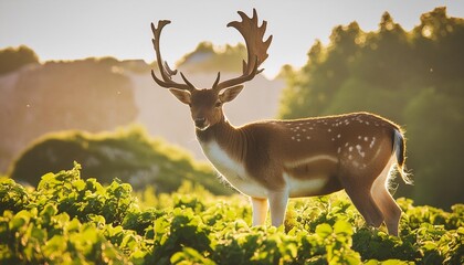 a fallow deer buck on summers morning