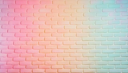 brick wall in delicate pastel colors rainbow spectrum