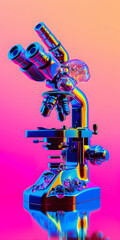Microscópio Colorido com Elementos Relacionados à Ciência