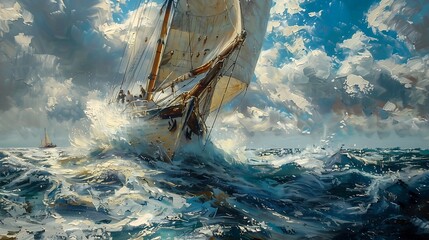 sailboat seas cloudy sky dreamy coronavirus daub cold blue passages cracked steel wonderful light