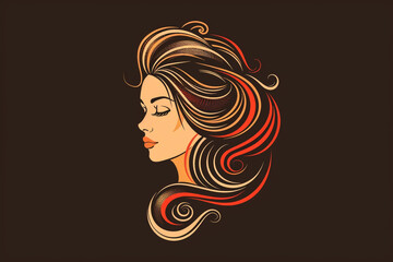 beautiful logo design for female hairdresser, vector illustration.