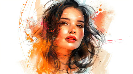 beautiful woman vector art work on white backdrop, vector illustration.
