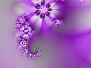 Wreath of flowers as fractal art. Fractal image of fantastic flowers. Template for further graphic design. Original background.
