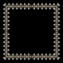 Modern floral ornamental stripes as a frame. Fashion illustration in craft style imitating 3D effect.