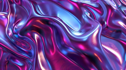 Obraz premium Modern 3D backdrop with moving holographic neon geometrical wavy pattern—a blend of technology and art. Perfect for backgrounds, banners, wallpapers, posters, and covers.