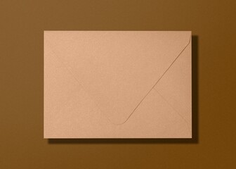 Brown envelope, flat lay design