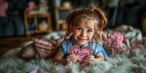little girl holding heart shaped cookie hands mom gorgeous face portrait aliased relaxing smiling professional adorably cute cheerful