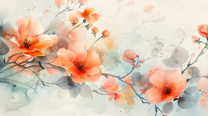 Lively and ethereal, close-up abstract featuring ink and wash florals for a serene, artistic vibe.