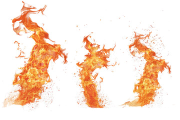Red flames blazing upwards against a transparent background.