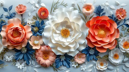 Abstract art with a focus on the unique beauty of paper craft florals, captured in stunning detail and creativity. 