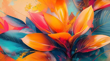 Abstract art with a close-up on the dynamic energy of botanical prints, highlighting abstract interpretations of nature. 