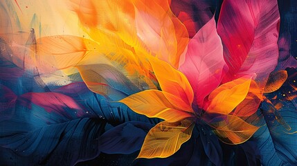 Abstract art with a close-up on the dynamic energy of botanical prints, highlighting abstract interpretations of nature. 