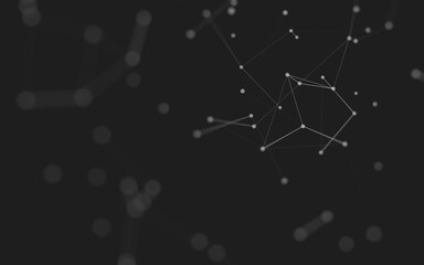 Abstract background. Molecules technology with polygonal shapes, connecting dots and lines. Connection structure. Big data visualization.
