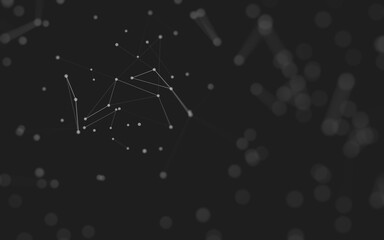 Abstract background. Molecules technology with polygonal shapes, connecting dots and lines. Connection structure. Big data visualization.