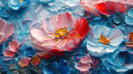 Dynamic close-up of impressionist floral scenes on an abstract canvas, showcasing the fluidity and emotion of the style. 