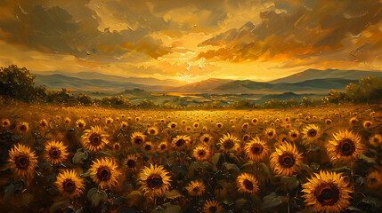 field sunflowers sunset background rapture always sun wide horizon praise wall