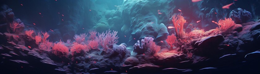 A visually striking 3D representation of a coral reef from a top-down perspective