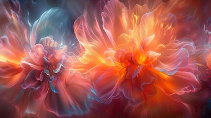 High-resolution abstract featuring the dynamic energy of floral explosions, emphasizing the chaotic beauty of blooms. 