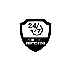 Non stop protection badge or Non stop protection label vector isolated. Non stop protection badge for product packaging design and more about non stop protection