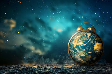 hour of Earth. watch with planet map showing that we have no time left because of eco problems