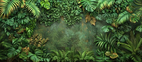 tropical plants wall in green tropical plants foliage