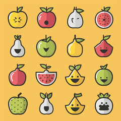 Cute fruits icons