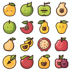 Cute fruits icons