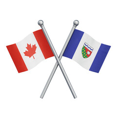 Crossed flags of Canada and the Canadian territory of the Northwest Territories isolated on transparent background. 3D rendering