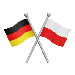 Crossed flags of Germany and the German state of Thuringia (Thüringen) isolated on transparent background. 3D rendering