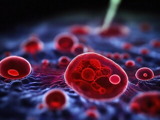 Blood cells in the veins Red blood cells circulate in the blood vessels. medical health care