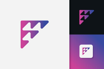 Letter F futuristic logo design vector template