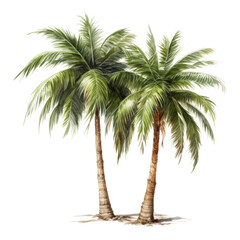 Palm tree Isolated Detailed Watercolor Hand Drawn Painting Illustration