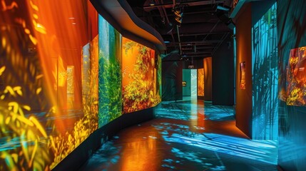 A vibrant image of a museum's temporary exhibition, showcasing a unique and engaging display that captivates visitors.