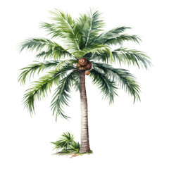 Palm tree Isolated Detailed Watercolor Hand Drawn Painting Illustration