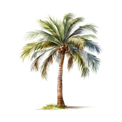 Obraz premium Palm tree Isolated Detailed Watercolor Hand Drawn Painting Illustration
