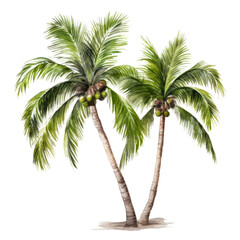 Fototapeta premium Palm tree Isolated Detailed Watercolor Hand Drawn Painting Illustration