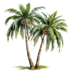Obraz premium Palm tree Isolated Detailed Watercolor Hand Drawn Painting Illustration