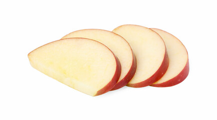 Slices of ripe red apple isolated on white