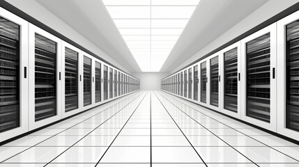 Data Center Corridor with Server Racks. High Internet Visualisation Projection, server technology datum network, web security