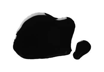 Blobs of black oil isolated on white, top view