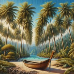 Coconut Chronicles: An Oil Painting