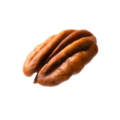 One tasty pecan nut isolated on white