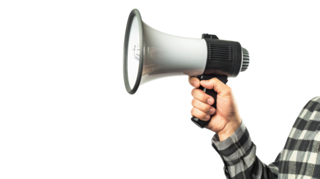 Hand holding a megaphone