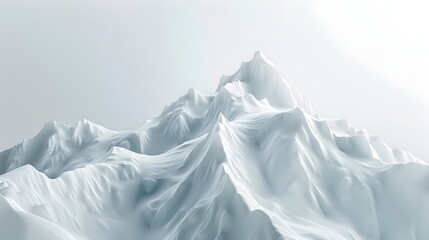 3D rendering of an abstract light white landscape background with white rocky mountains in the middle of the frozen arctic. Ice Mountain. White cold terrain, background image