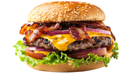 Cheese bacon burger with lettuce