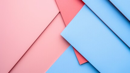 An image displaying overlapping sheets of pink and blue paper with a pleasing geometric arrangement, perfect for backgrounds or graphic design.