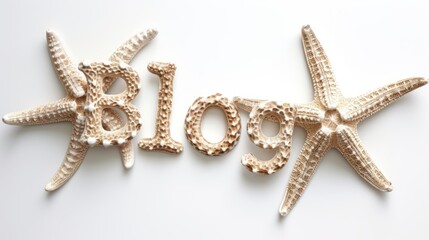 Fototapeta na wymiar The word Blog created in Starfish Shell Letters.