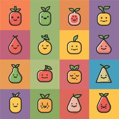 Cute fruits icons